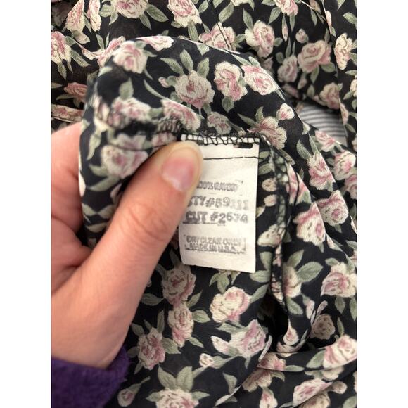 Vintage Ruffle Collar Blouse M Rosettes Dark Romantic Gothic Victorian Style - Picture 4 of 8